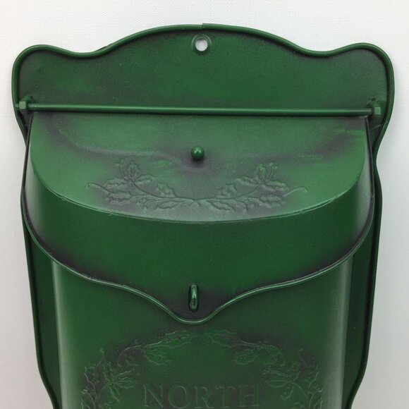 Christmas North Pole Post Green Mail Box Metal Tin - Picture 8 of 12